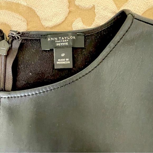 Ann Taylor Black Faux Leather A-Line Dress - Picture 2 of 4